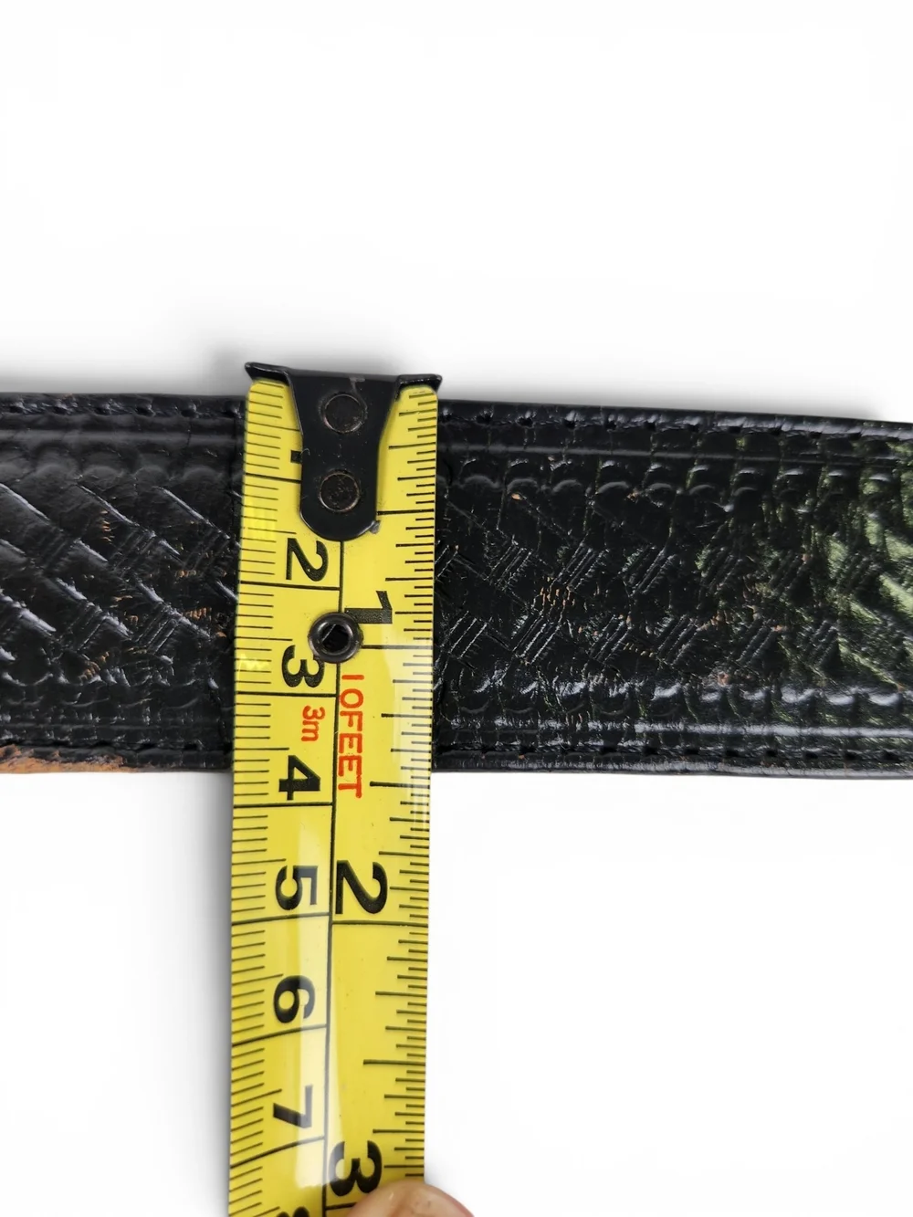 Genuine Leather Black Tooled Basketweave Belt Size 40 Embossed Western Casual